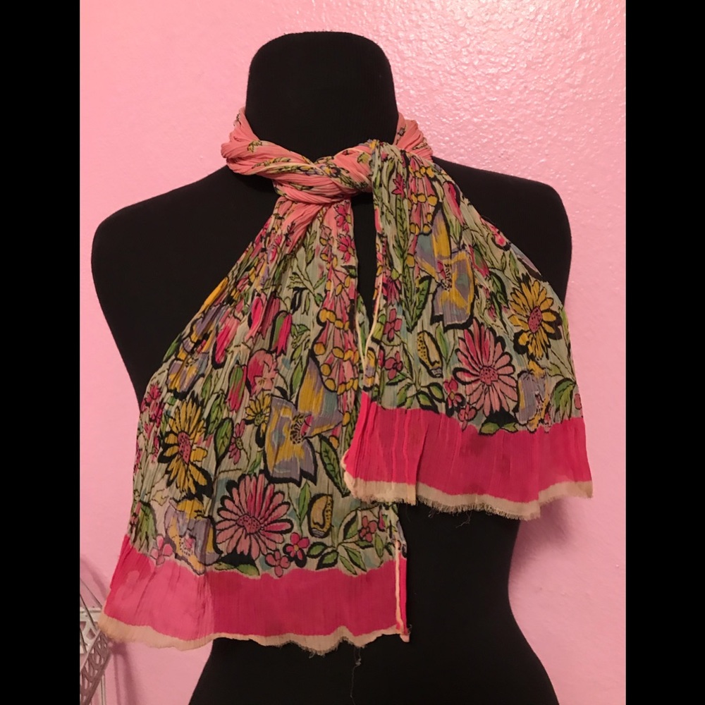 Pink Floral Scarf Cute